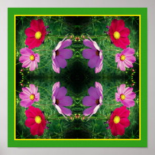 Affiche Cosmos Flower Trio Mirror Abstrait