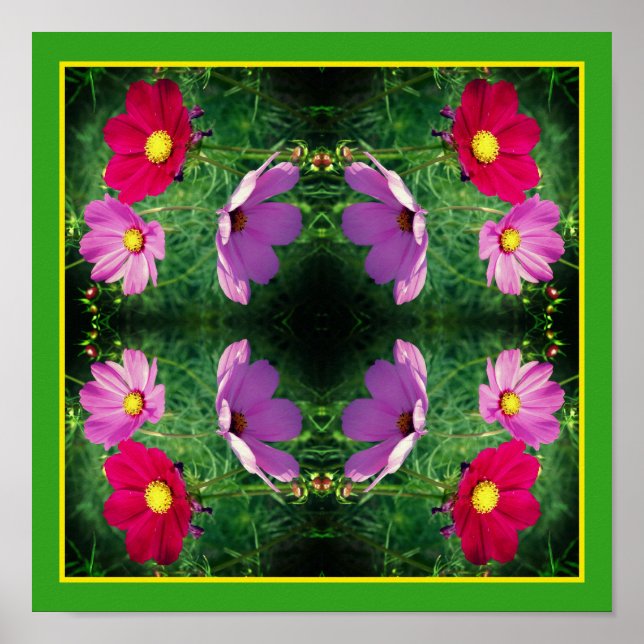 Affiche Cosmos Flower Trio Mirror Abstrait (Devant)