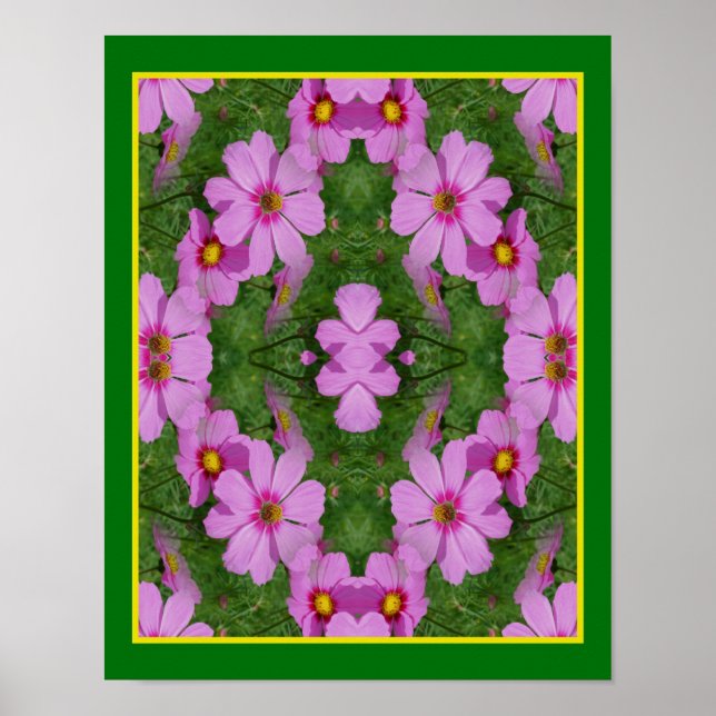 Affiche Cosmos rose Fleurs de marguerite miroir Nature Abs (Devant)