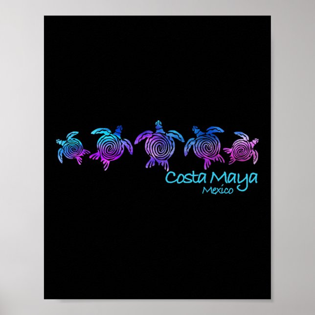 Affiche Costa Maya Beach Design _ Cadeau de tortue tribale (Devant)