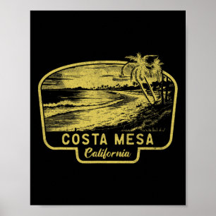 Affiche Costa Mesa Californie Plage Surf Vintage Bleu Homm