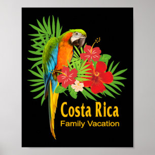 Affiche Costa Rica Famille Vacances Fleurs de perroquets T