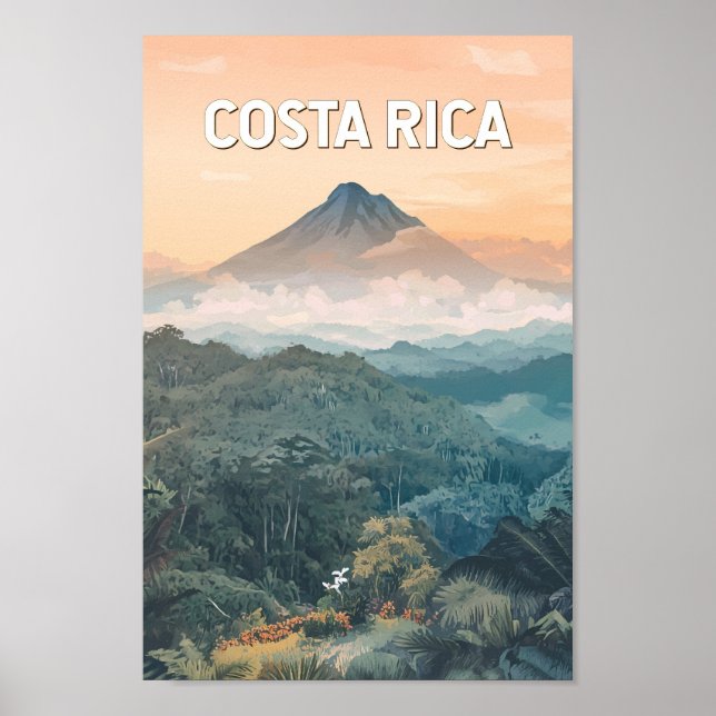 Affiche Costa Rica Illustration Travel Art Vintage (Devant)