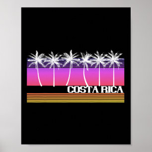 Affiche Costa Rica Style Rétro Île de Plage Coucher de Sol