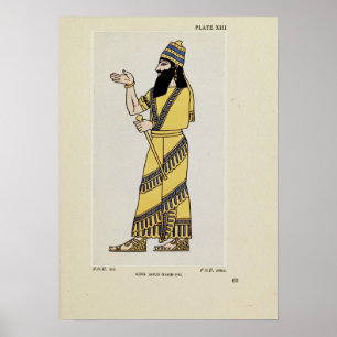 Affiche Costume assyrien ancien du roi Assur-Nasir-Pal