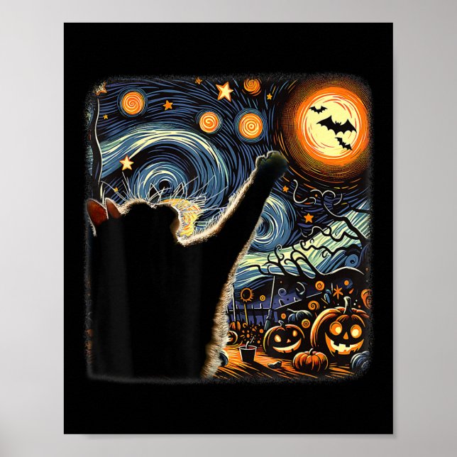 Affiche Costume Chat Noir Van Gogh Starry Nuit Amusante Ch (Devant)