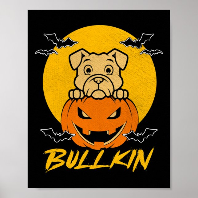 Affiche Costume Citrouille Halloween Fun Bulldog Halloween (Devant)