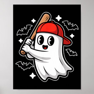 Affiche Costume de baseball fantôme et chauves-souris d'Ha