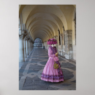 Affiche Costume de carnaval féminin, Venise