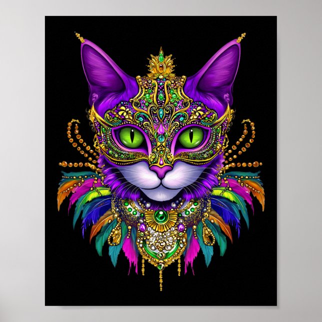 Affiche Costume de carnaval Mardi Gras Chat Meowdi Gras Ho (Devant)