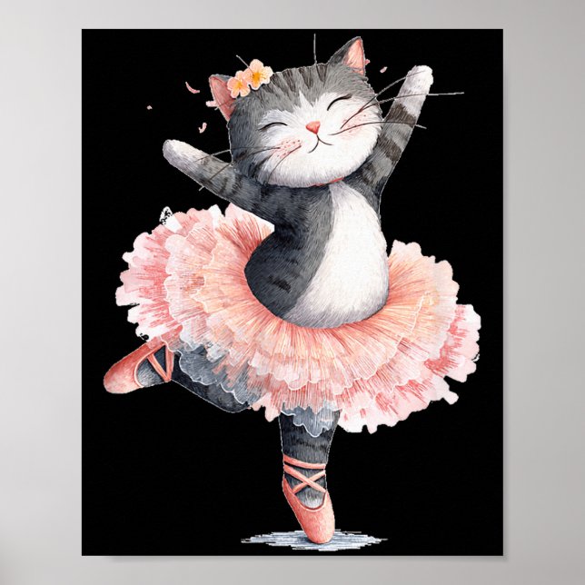 Affiche Costume de chat en tutu dansant pour amateurs de c (Devant)