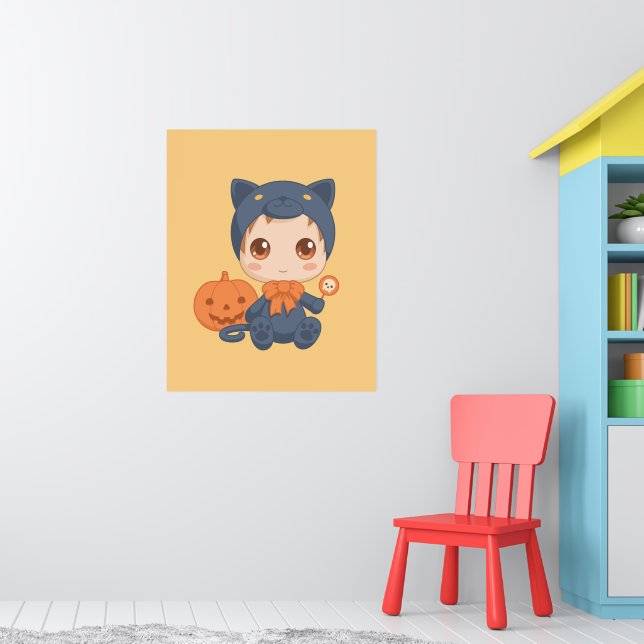 Affiche Costume de chat noir pour bébé mignon Halloween (Pépinière 1)