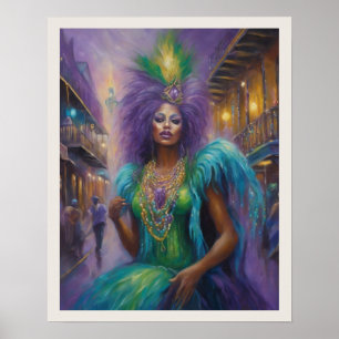 Affiche Costume de coiffure de femme Mardi Gras