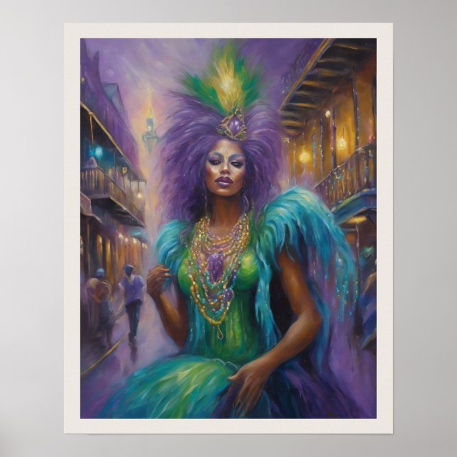 Affiche Costume de coiffure de femme Mardi Gras (Devant)