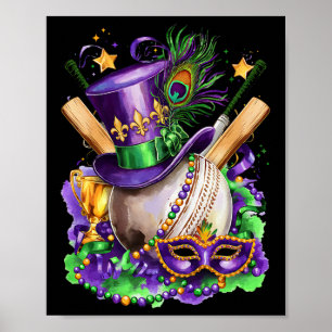 Affiche Costume de cricket cool excitation à la fête de Ma