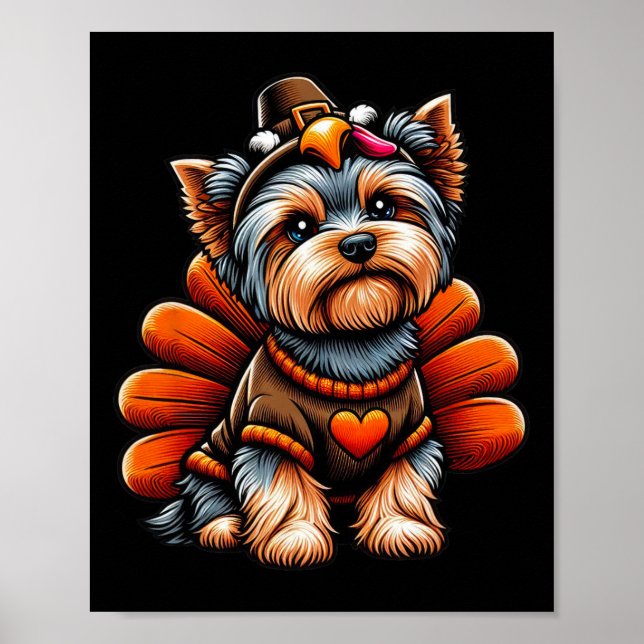 Affiche Costume de dinde Yorkie Chien mignon Yorkshire Ter (Devant)