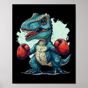 Affiche Costume de dinosaure de boxe pour enfants drôles a