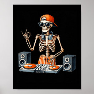 Affiche Costume de DJ squelette Halloween Platine musicale
