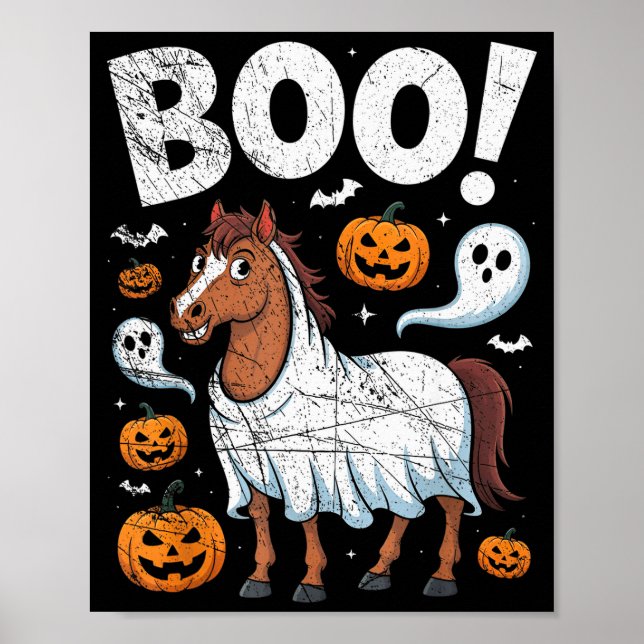 Affiche Costume de fantôme de cheval drôle pour amateur de (Devant)