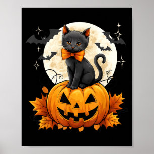 Affiche Costume de femme de chat noir rétro Halloween citr