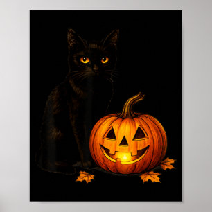 Affiche Costume de femme de chat noir rétro pour Halloween