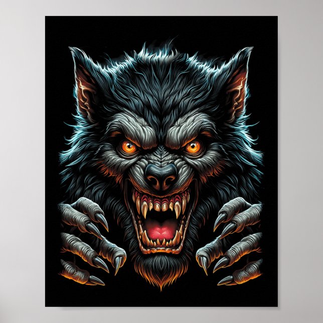 Affiche Costume de fête d'Halloween Wolfman Werewolf en co (Devant)