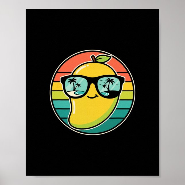 Affiche Costume de fruit de mangue rétro cool Lunettes de  (Devant)