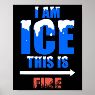 Affiche Costume De Glace Et De Feu Drôle Halloween Famille