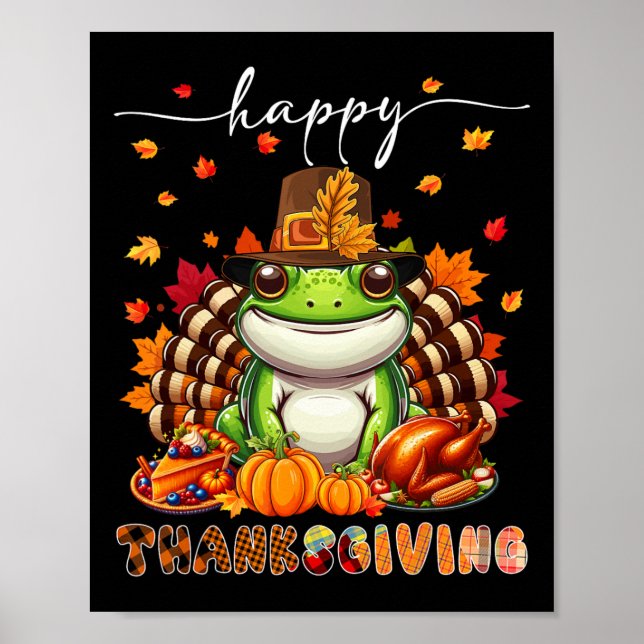 Affiche Costume de grenouille de Thanksgiving heureux Dind (Devant)