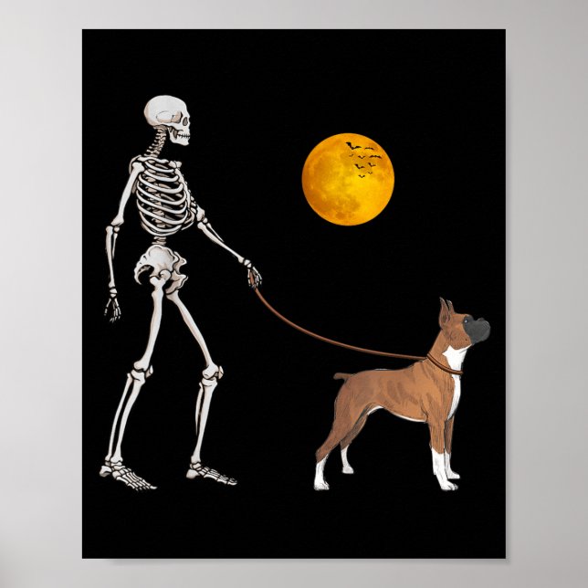 Affiche Costume de Halloween pour chien Boxer squelette (Devant)