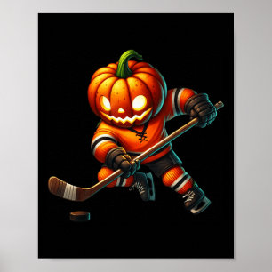 Affiche Costume de Halloween visage de citrouille de hocke