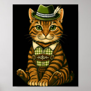 Affiche Costume de lederhosen bavarois pour chat tigré