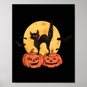 Affiche Costume de lune de citrouille de chat noir Hallowe