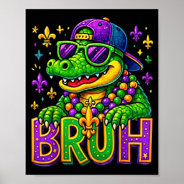 Affiche Costume de Mardi Gras drôle Mardigator Alligator B (Devant)