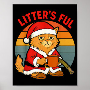 Affiche Costume de Noël de chat plein de litière fatiguée