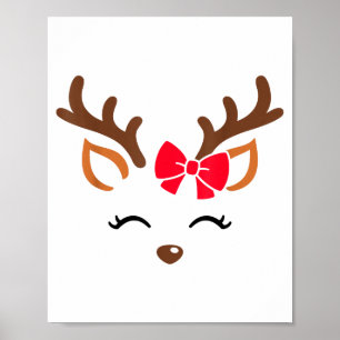 Affiche Costume de Noël visage de renne Gles Xmas Pyjama G