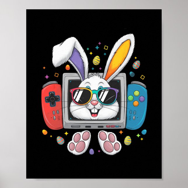 Affiche Costume de Pâques Œufs de Lapin de Jeu Vidéo Jour  (Devant)