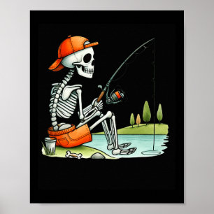 Affiche Costume de pêche d'Halloween squelette drôle de pê