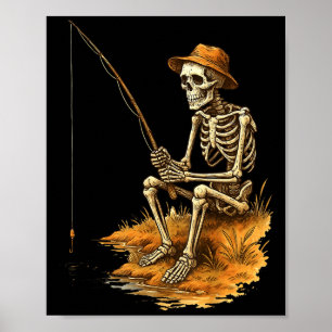 Affiche Costume de pêche drôle d'Halloween squelette homme
