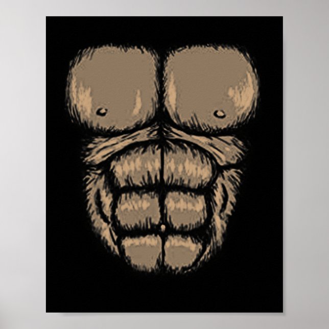 Affiche Costume de poitrine d'Halloween Gorilla Cute Monke (Devant)