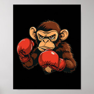 Affiche Costume de singe cool de boxe