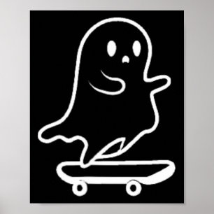 Affiche Costume de skate fantôme paresseux Halloween drôle