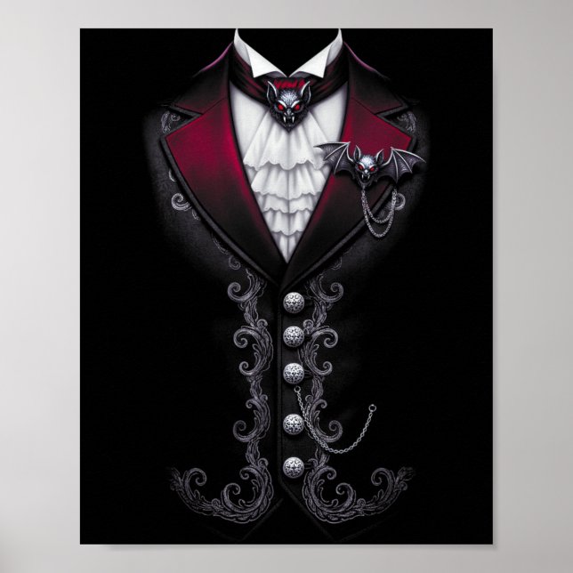 Affiche Costume de smoking de vampire drôle d'Halloween (Devant)