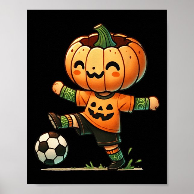 Affiche Costume de soccer Halloween visage de citrouille p (Devant)