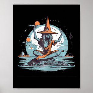 Affiche Costume de sorcière méditant pour Halloween Yoga Z