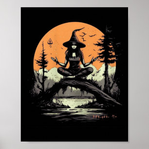 Affiche Costume de sorcière méditant Yoga Zen Halloween Me