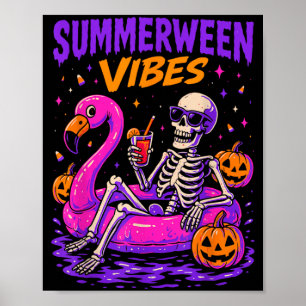 Affiche Costume de squelette d'Halloween d'été effrayant
