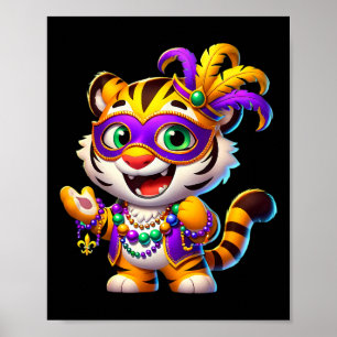 Affiche Costume de Tigre Mardi Gras Animal Fête La Nouvell