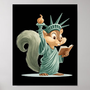 Affiche Costume D'Écureuil Patriotique Cute Pour La Libert