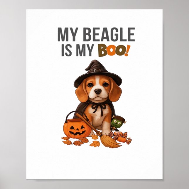 Affiche Costume d'Halloween beagle Mon Beagle est Mon Chie (Devant)